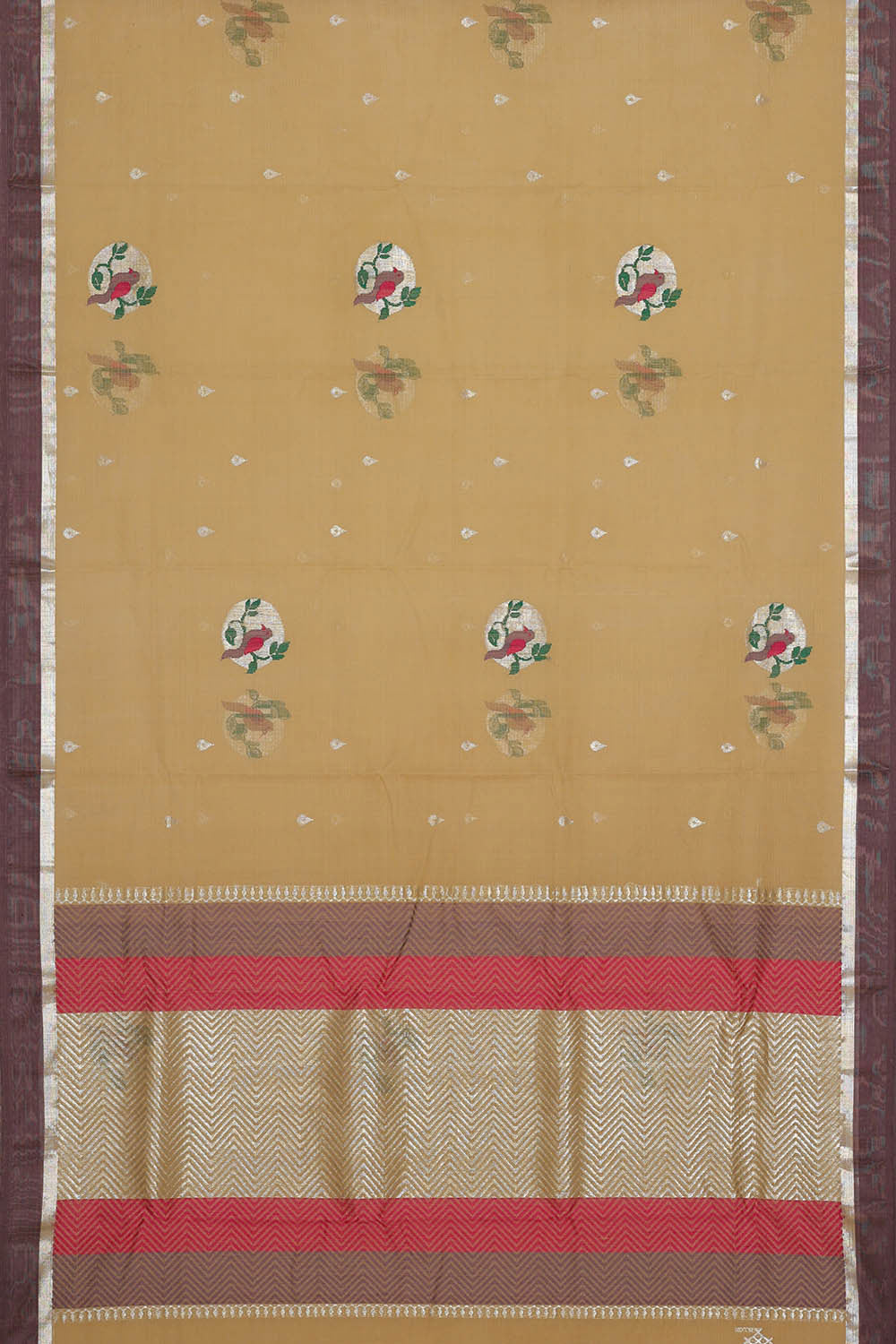 Image of Zari Kota Dark Cream Saree